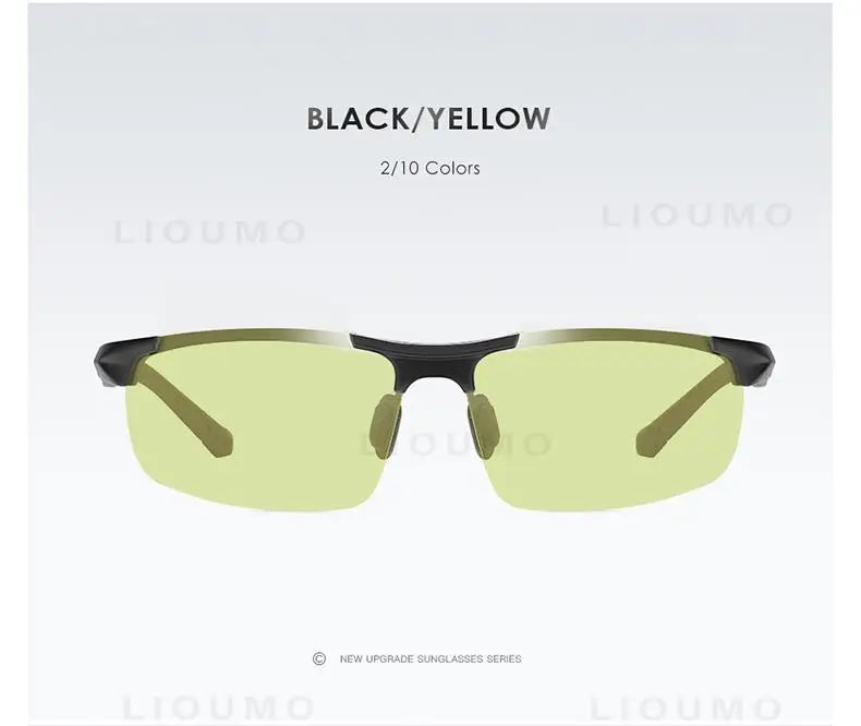 Lunettes de soleil photochromiques sans monture aluminium polarisées — conduite jour et nuit