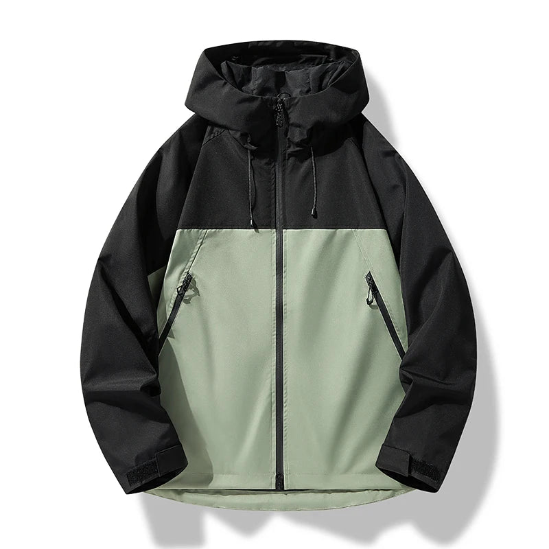 Chaqueta de primavera y otoño para hombre, informal, deportiva, cortavientos, impermeable, con capucha, ropa exterior, abrigos de color liso, con cremalleras, para pareja, para exteriores