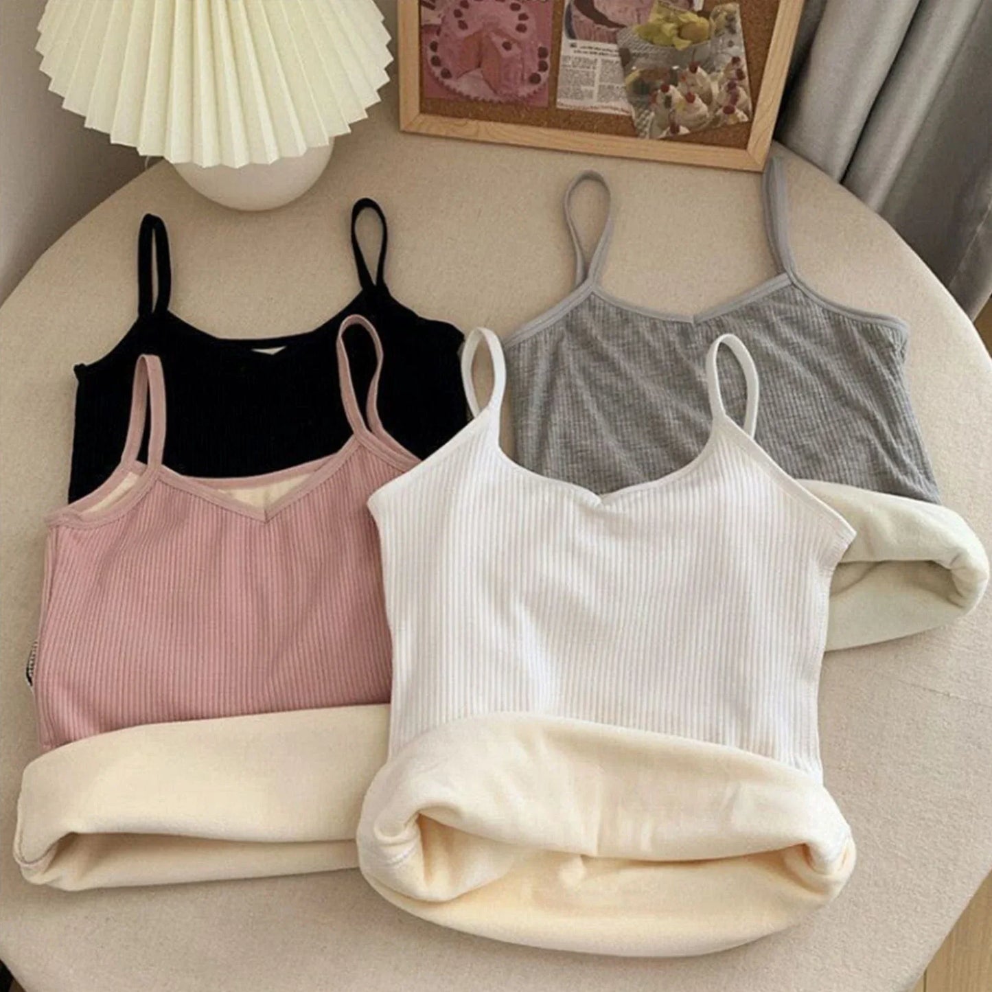 Mujer invierno ropa interior cálida color sólido térmica casual lencería sexy elasticidad mujer delgada terciopelo camiseta sin mangas