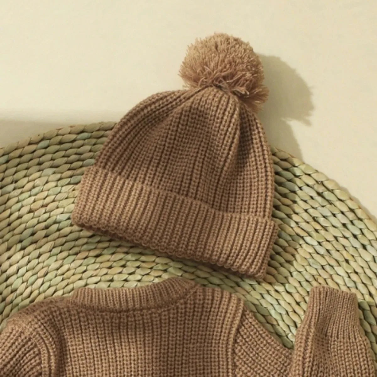 Hello World – pelele de punto para recién nacidos con gorro de pompones a juego, suéter para bebés niños y niñas, conjuntos para sesión de fotos, HD
