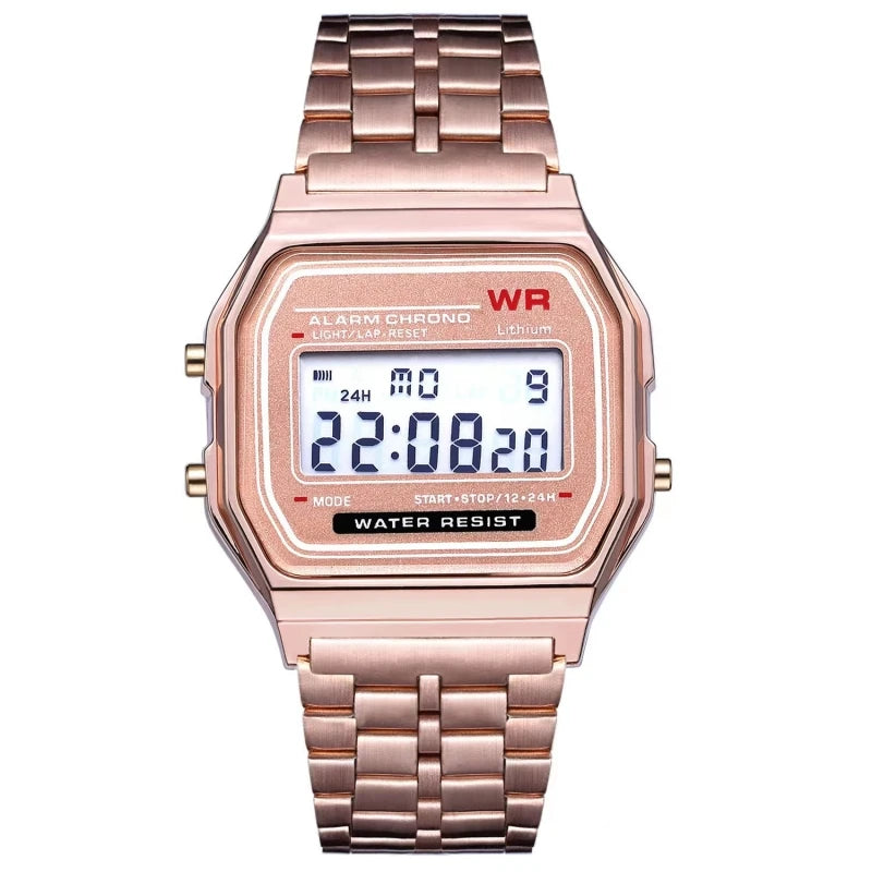Reloj de pulsera de acero F91W no resistente al agua para mujeres, hombres, reloj de negocios, reloj deportivo digital LED multifuncional, reloj electrónico