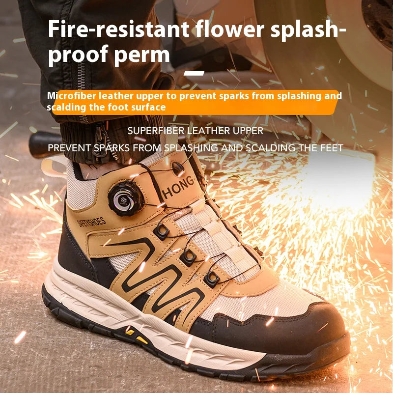 Nuevas botas de seguridad para hombre, zapatos de trabajo indestructibles, zapatillas con punta de acero, botas de protección anti-aplastamiento y anti-perforación, botas de trabajo tácticas