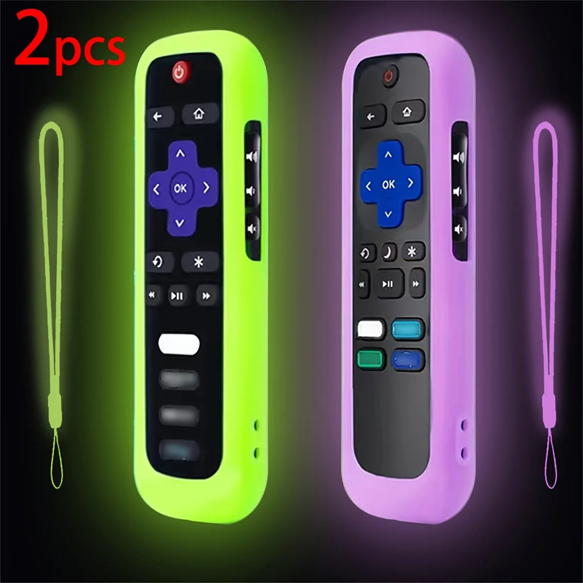 Télécommande lumineuse en silicone avec corde — 1/2/3 pièces, compatible TV universelle