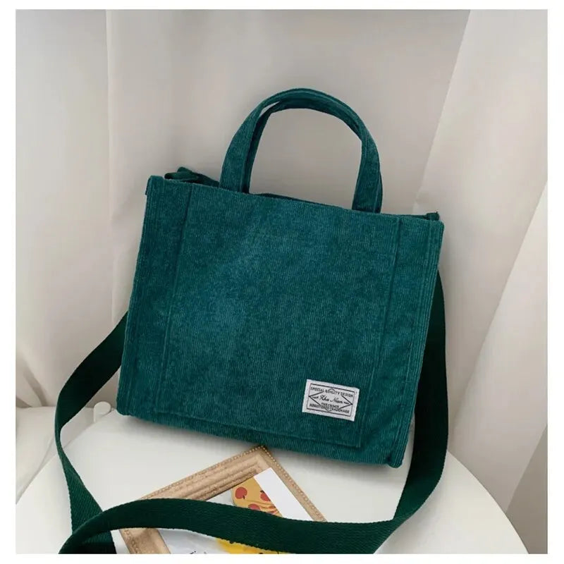 Sac Bandoulière Velours Côtelé Femme — Simple Grande Capacité Petit Carré