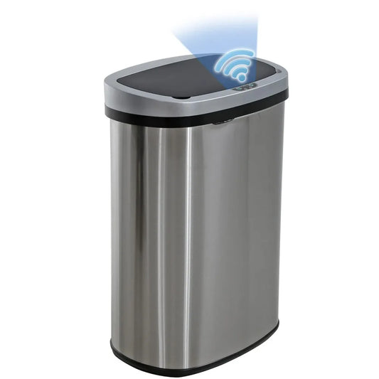 BestOffice Bote de Basura de 13 Galones con Tapa Bote de Basura Automático sin Contacto Control de Olores Diseño Ovalado Moderno | Fácil de Limpiar