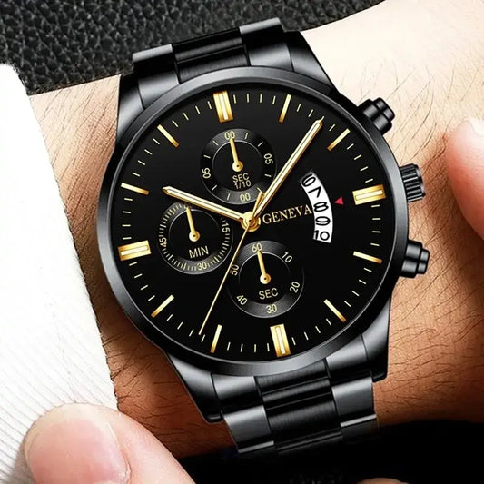 Men's Fashion Stainless Steel Watch Luxury Calendar Quartz Wristwatch Men's Business Watches for Men Clock Men's Watch