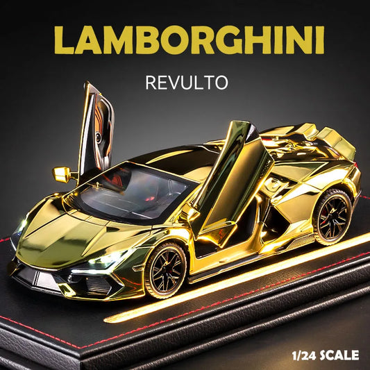 Simulation 1:24 Lamborghini Revuelto Super Car Model with Sound and Lights, Kids Boys Birthday Gift, Miniature Car Home Decor