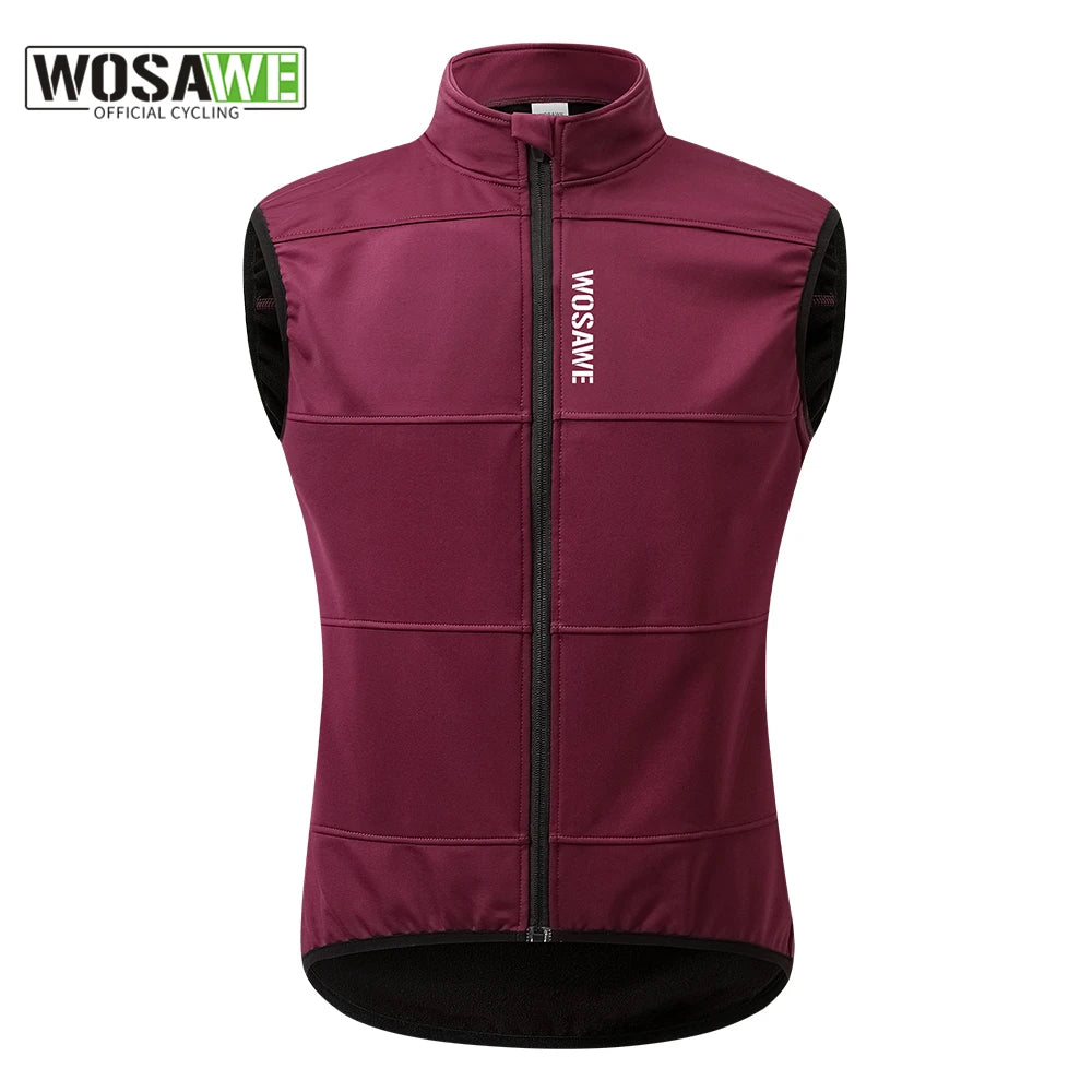 WOSAWE Chaleco térmico polar de invierno para hombre, chaqueta de ciclismo sin mangas, ropa de ciclismo para otoño, chaleco cálido sin bolsillos