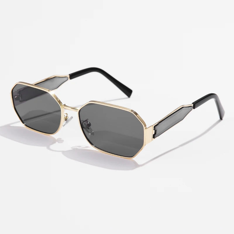 Lunettes de soleil vintage femmes et hommes — rétro, métal, rectangle, populaires, noires