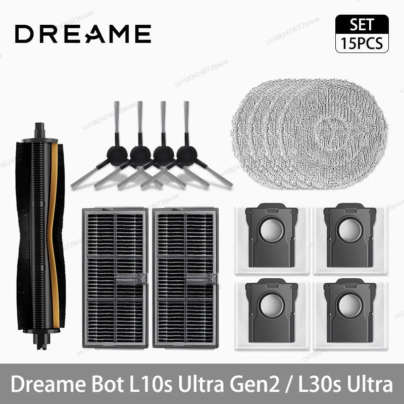 Dreame - Accesorios para robot aspirador L10s Ultra Gen2/L30s Ultra, cepillo lateral principal, paño de mopa, filtro Hepa, bolsa de polvo, piezas de repuesto