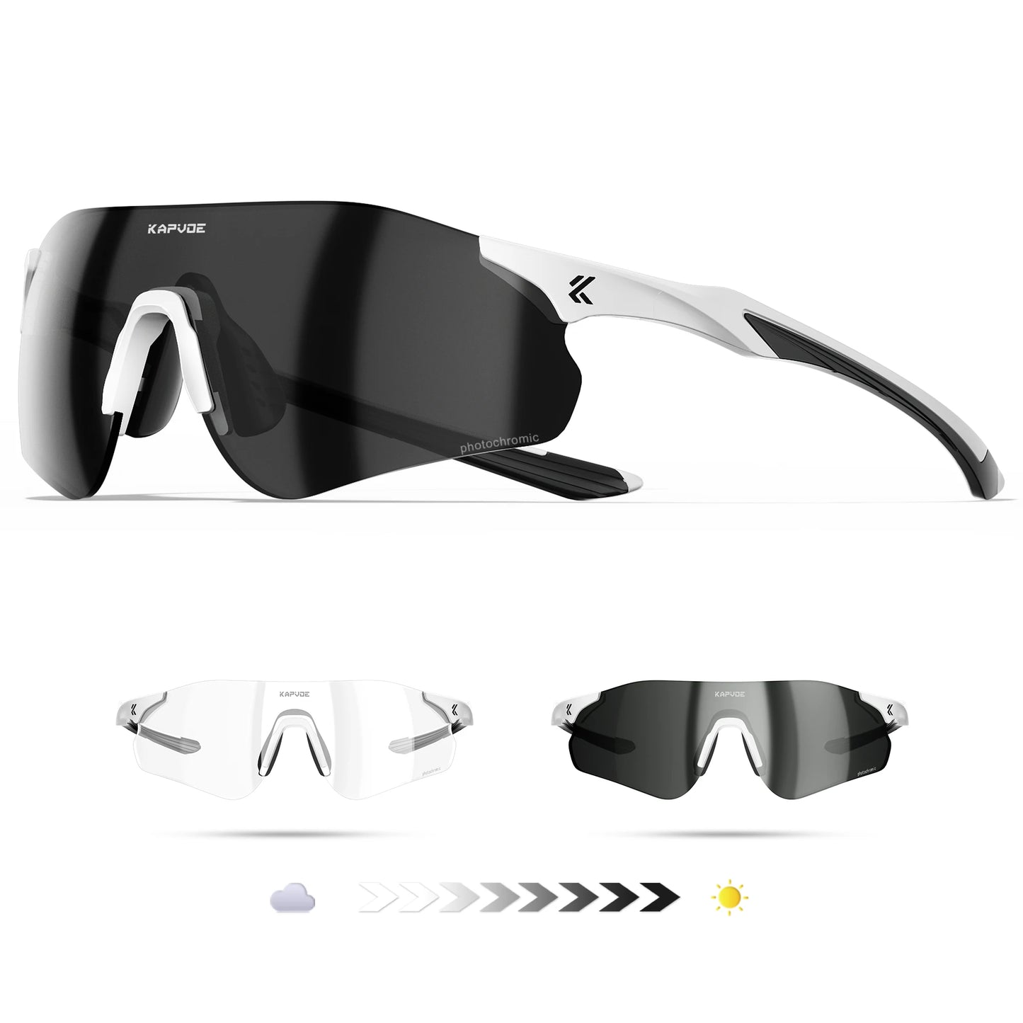 Lunettes de cyclisme et de course photochromiques Kapvoe, pour hommes et femmes, lunettes de soleil pour vélo de route, protection UV400, lunettes de sport pour la conduite