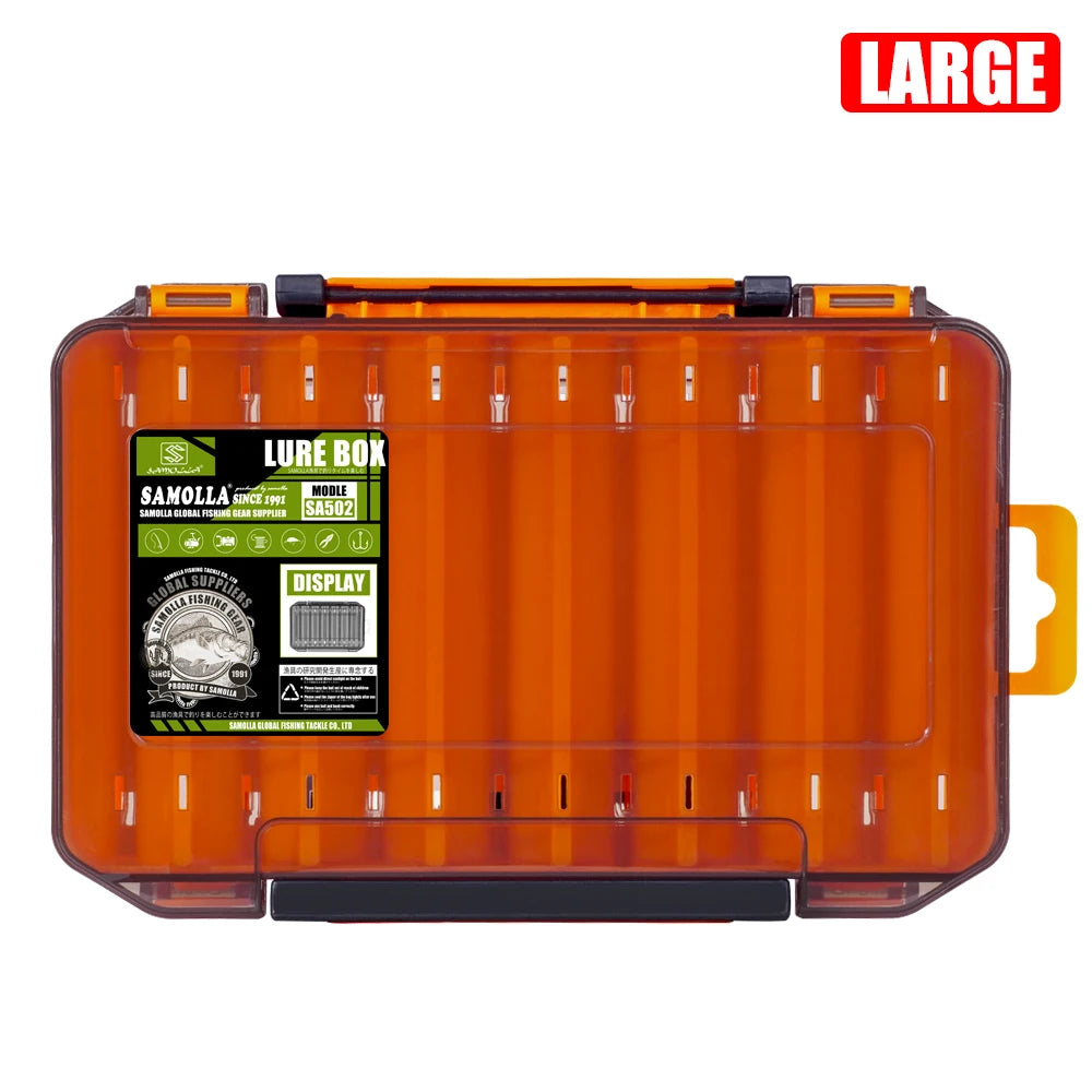 Caja de aparejos de pesca con 14 compartimentos, accesorios de pesca, estuche de almacenamiento para anzuelos de señuelo, cajas de almacenamiento de herramientas de pesca de doble cara