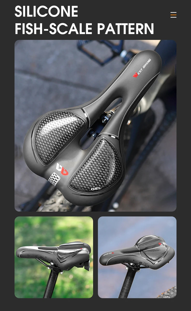 Selle vélo route et VTT en PU — respirante, souple, coussin ergonomique, course