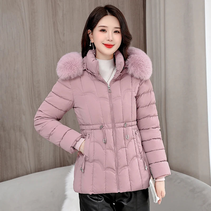 Winter 2025 new down jacket women Parkas fashion high quality warm cotton padded coat ladies short hooded overcoat tops