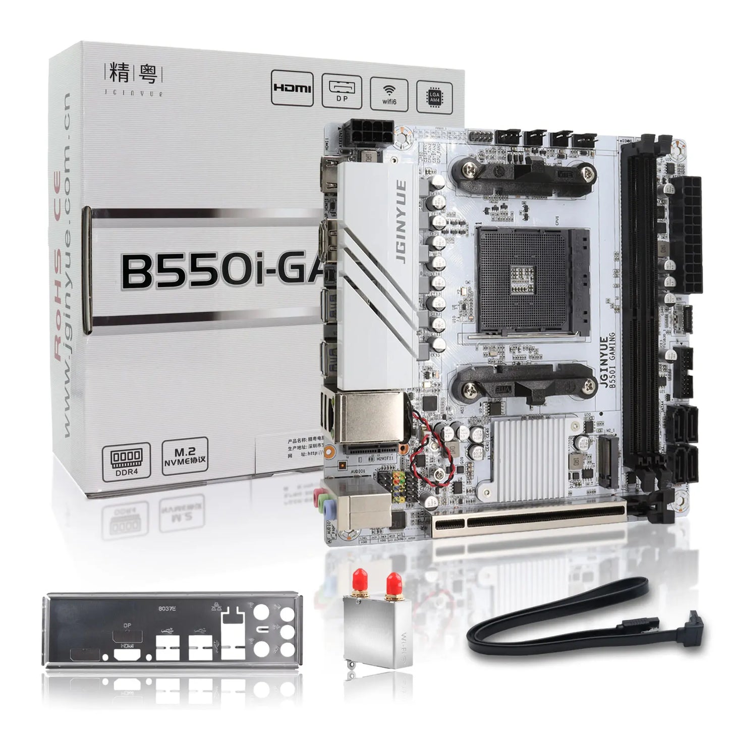 Carte mère Mini-ITX JGINYUE B550I GAMING AMD AM4 — Ryzen 4000/5000, DDR4 64 Go, PCIe 4.0