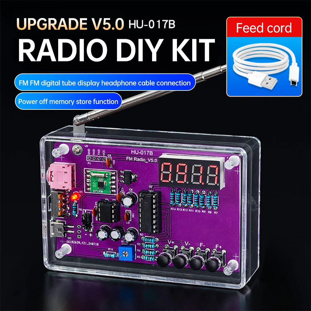 Kit électronique radio FM réglable avec affichage numérique, soudure de pratique de projet, mort, bricolage, 87-108MHz, RDA5807S