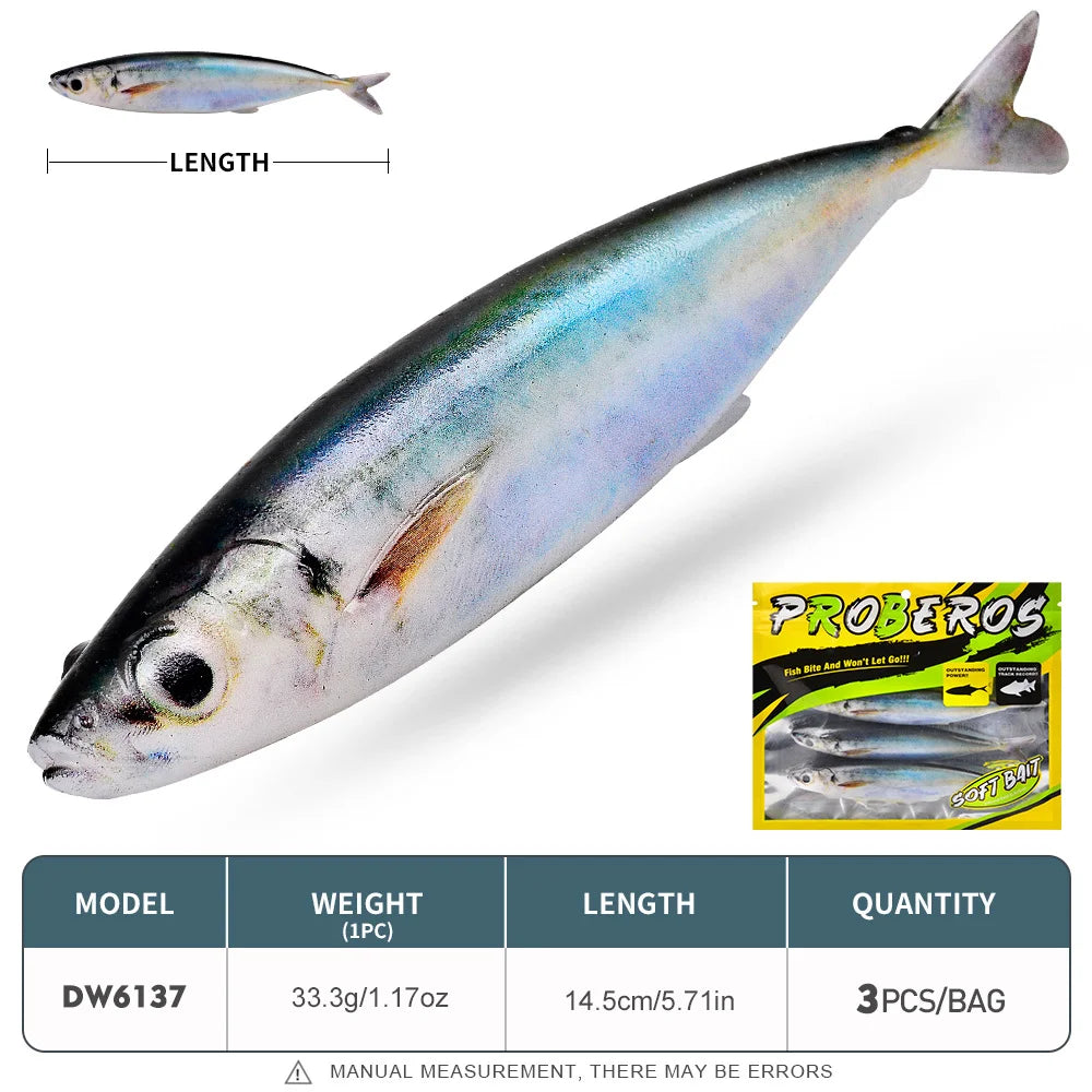 Leurres Souples Grande Taille — Lot de 3 Appats Pêche