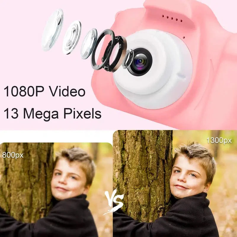 Cámara para niños súper linda, juguete educativo para niños, cámara digital de cumpleaños para bebés, cámara de video 1080P con regalo gratis para niña