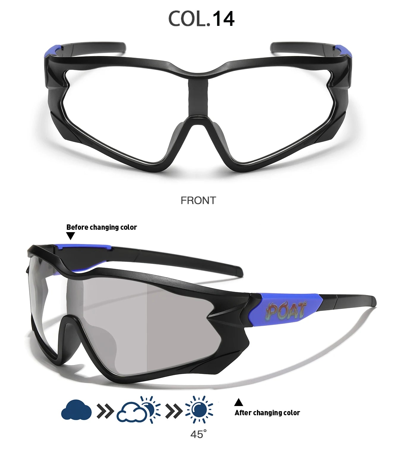 POAT tout nouveau Style lunettes de soleil photochromiques sport hommes femmes vtt vélo lunettes de vélo cyclisme pêche lunettes de course