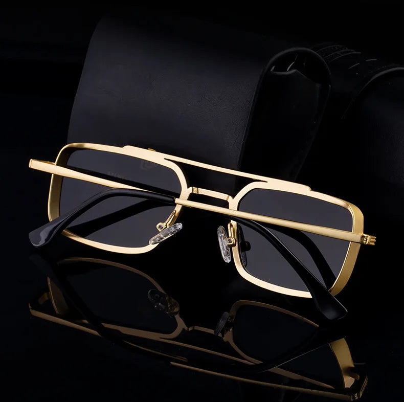 Lunettes de soleil carrées Steampunk hommes et femmes — punk, rétro, mode, vintage, 2025