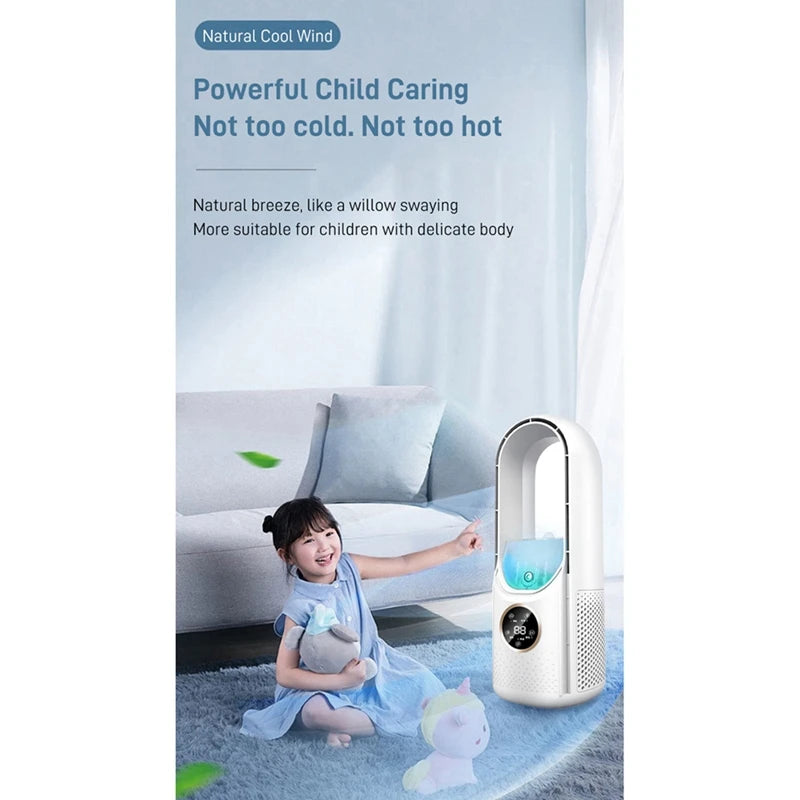 Enfriador de aire USB portátil sin aspas, ventilador eléctrico, 6 velocidades, temporizador silencioso, aire acondicionado, ventilador de enfriamiento, humidificador, ventilador acondicionador