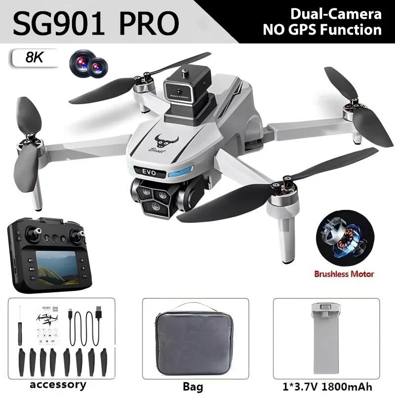 Dron profesional Lenovo SG901 MAX GPS 8K aéreo HD con evasión de obstáculos, control remoto de pantalla grande, dron plegable sin escobillas