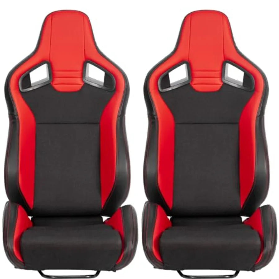 Sièges Course Universels Cuir PVC — Rouge Maille Noire Inclinables Sport Central