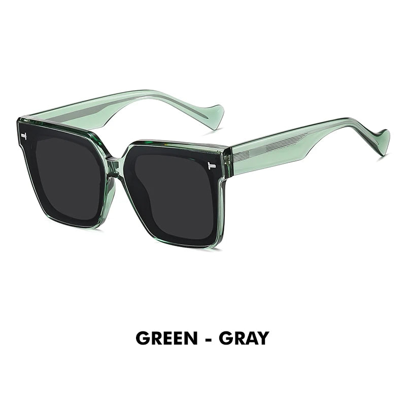 Premium Polarized Square Sunglasses for Women, Thick Crystal Rivet Oversized Stylish Driving Eyewear for Men, Women's Sunglasses