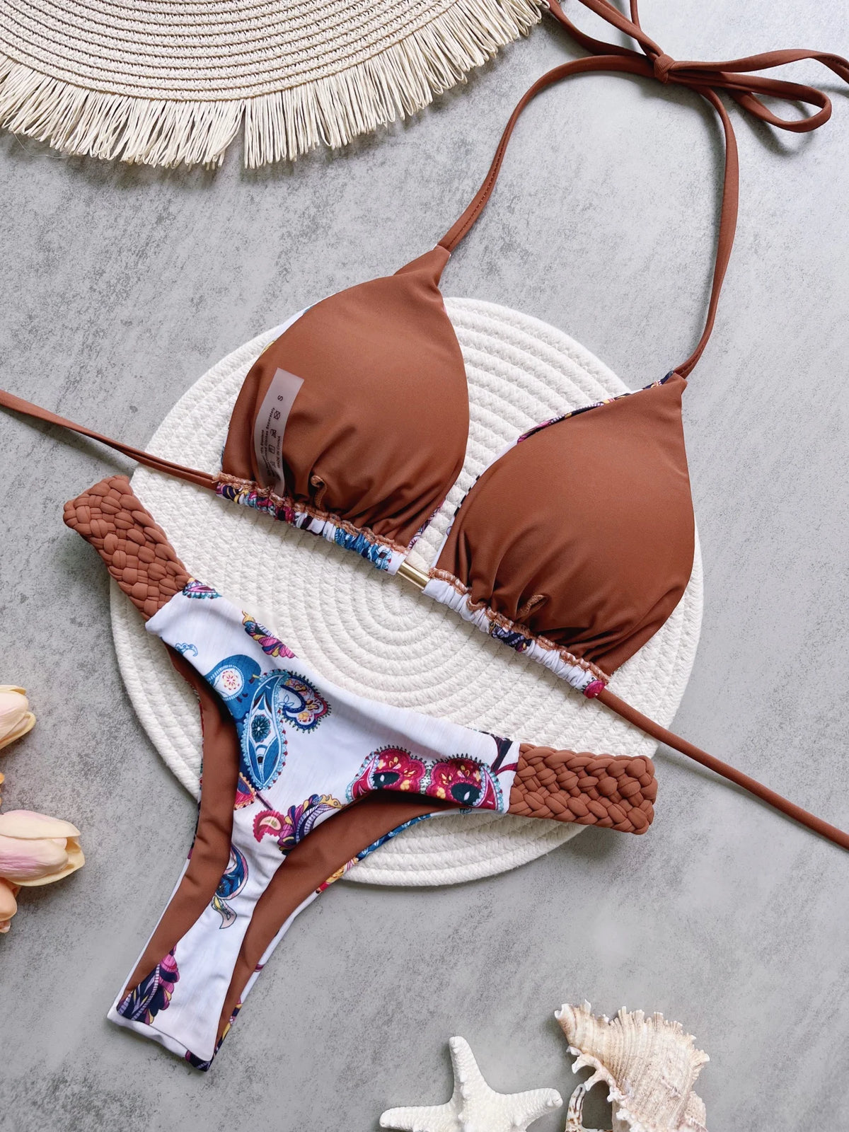 RUOTONSEPT imprimé licou Mini string coupe haute Bikini femme maillot de bain femmes maillots de bain deux pièces Bikini ensemble baigneur maillot de bain bain
