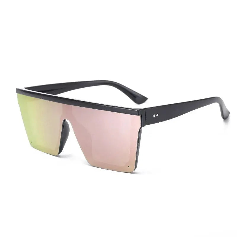 Nuevas gafas de sol de una pieza de montura grande, gafas de sol de montura cuadrada de moda europea y americana para mujer, gafas de colores