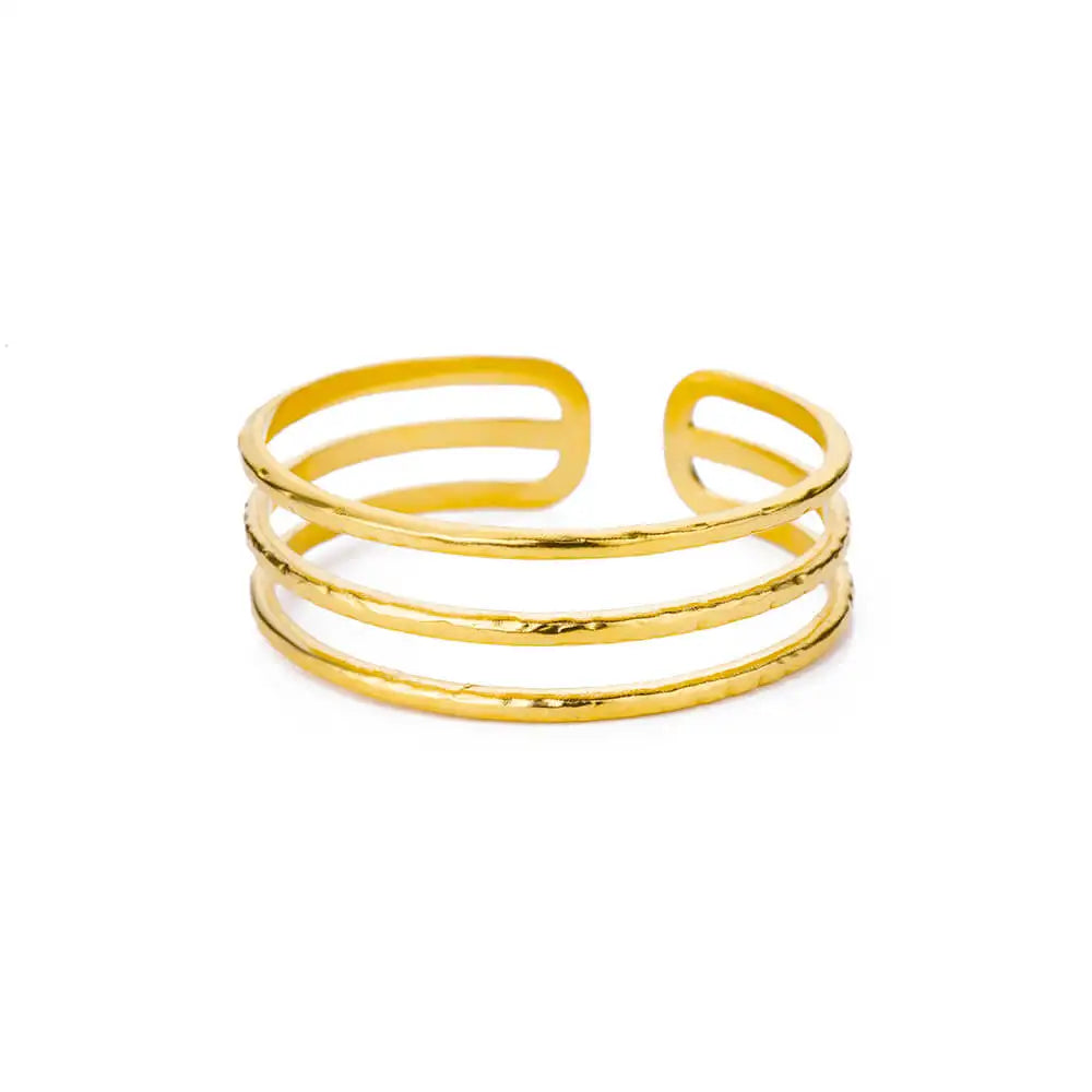Exquisite Classic Bump Pattern Opening Bracelets for Women, Gold Color Stainless Steel Cuff Hand Ornament Gift