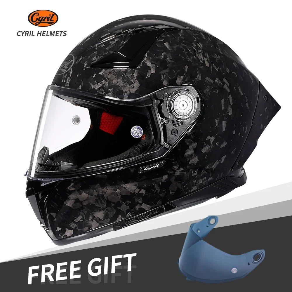 Cascos de moto integrales unisex ligeros de fibra de carbono Kevlar, cascos de calle, cascos de carreras aprobados por DOT ECE CYRIL Casco Moto