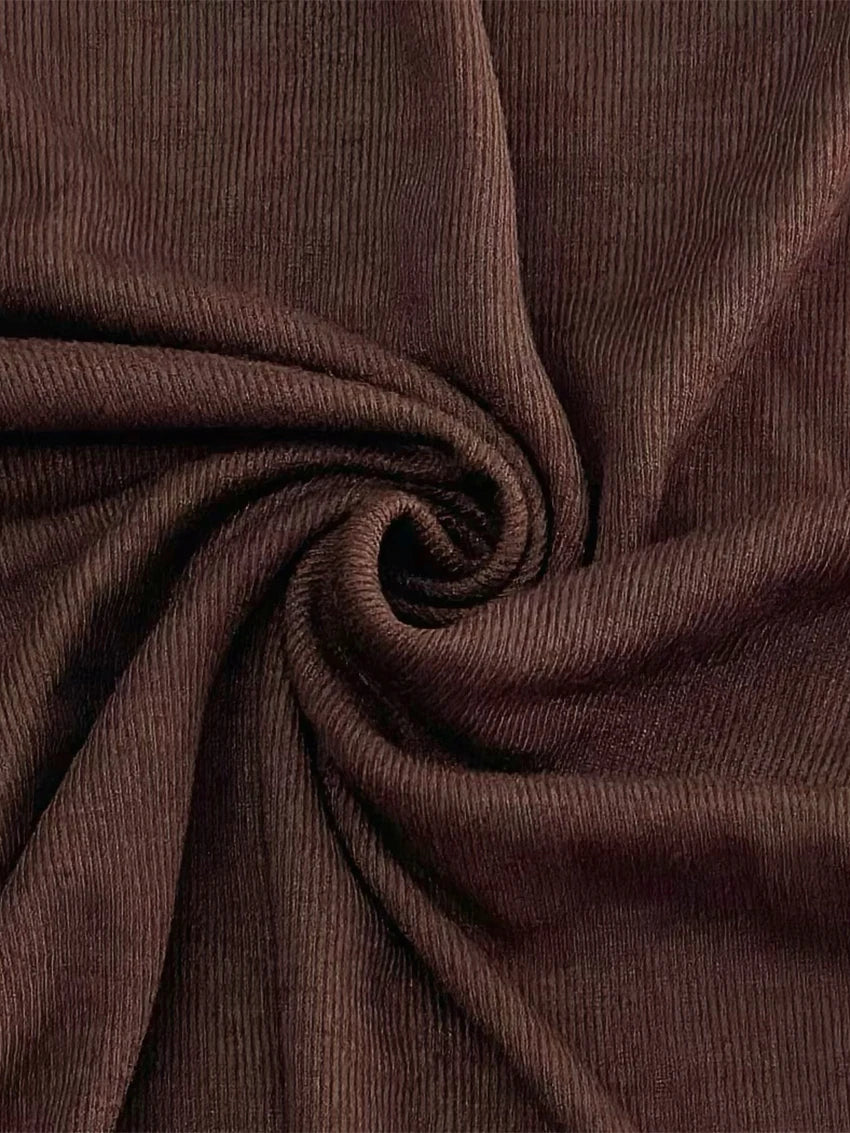 T-shirt femme mince marron 2026 — décontracté, col rond, manches longues, élégant, simple