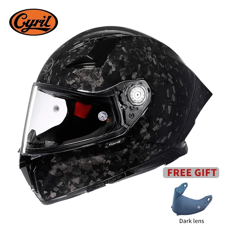 Cascos de moto integrales unisex ligeros de fibra de carbono Kevlar, cascos de calle, cascos de carreras aprobados por DOT ECE CYRIL Casco Moto