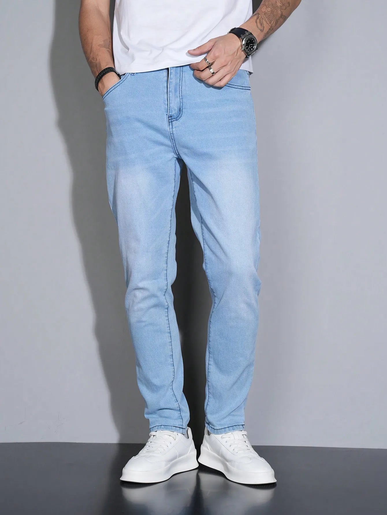 Manfinity Hombre Jeans ajustados versátiles casuales con bolsillo para hombre