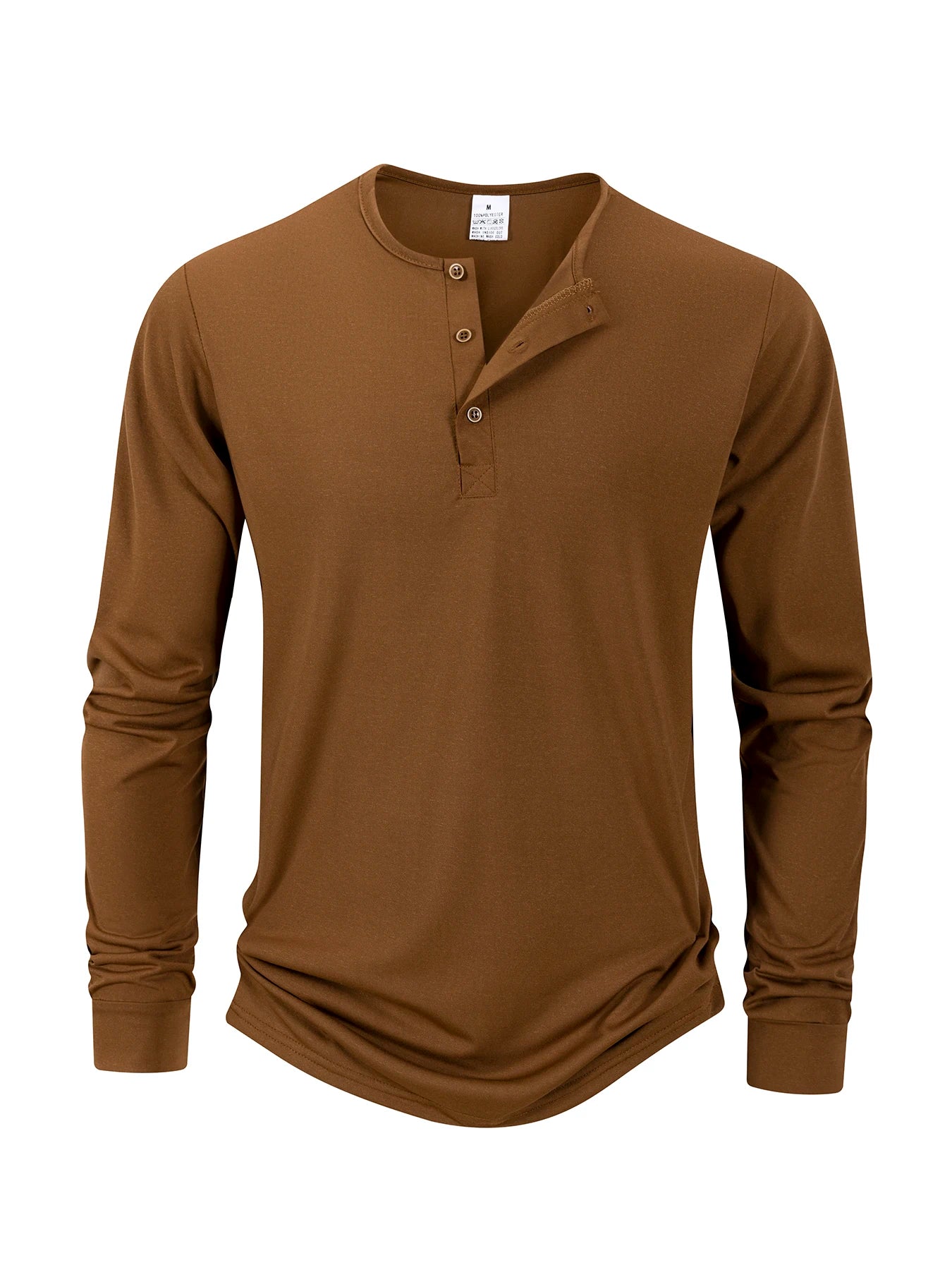 Camiseta Henley de manga larga para hombre, color liso, informal, transpirable, versátil, a la moda, ajustada, otoño