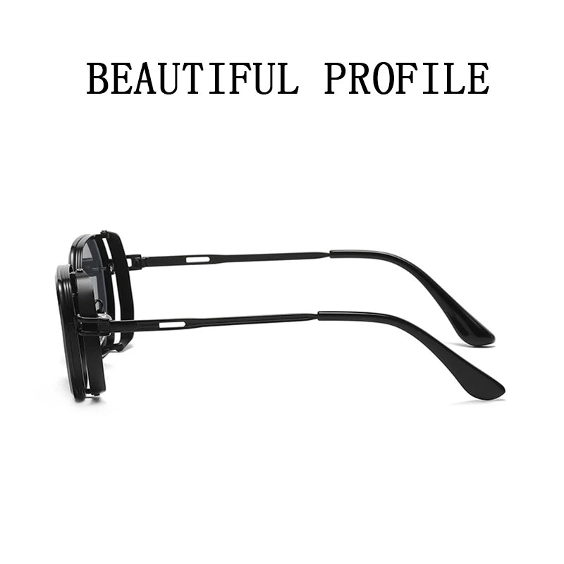 Lunettes de soleil carrées punk pour hommes, nuances rétro, luxe, mode vintage, steampunk, 2023