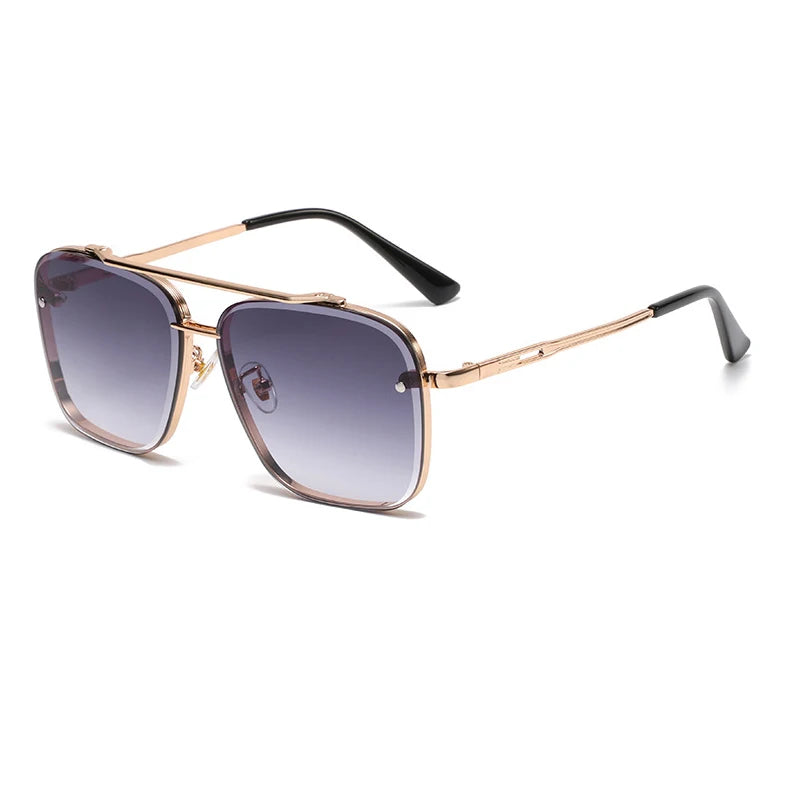 Nuevas gafas de sol degradadas para hombre, moda, metal, montura grande, gafas de sol, marca de lujo, Lunette De Soleil Homme