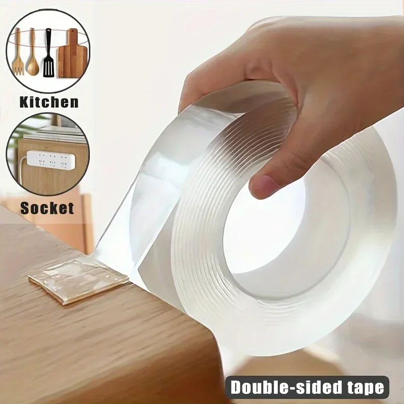 Cinta adhesiva de doble cara transparente, súper resistente, reutilizable, impermeable, resistente al calor, decoración para baño y hogar