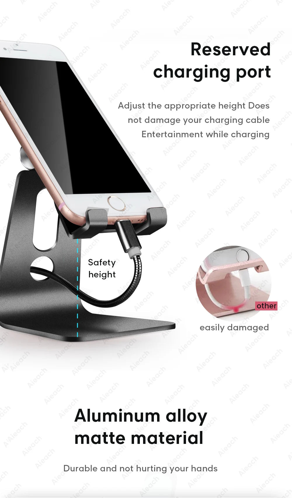 Support de tablette réglable en métal pour bureau — universel, 7 à 11 pouces, Android, iOS