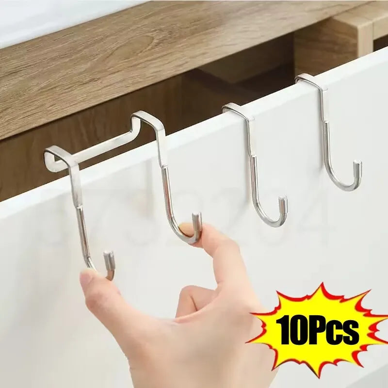 Gancho colgador de puerta de acero inoxidable, gancho de almacenamiento doble en forma de S para baño, cocina, organizador de puerta de pared, ganchos de pared