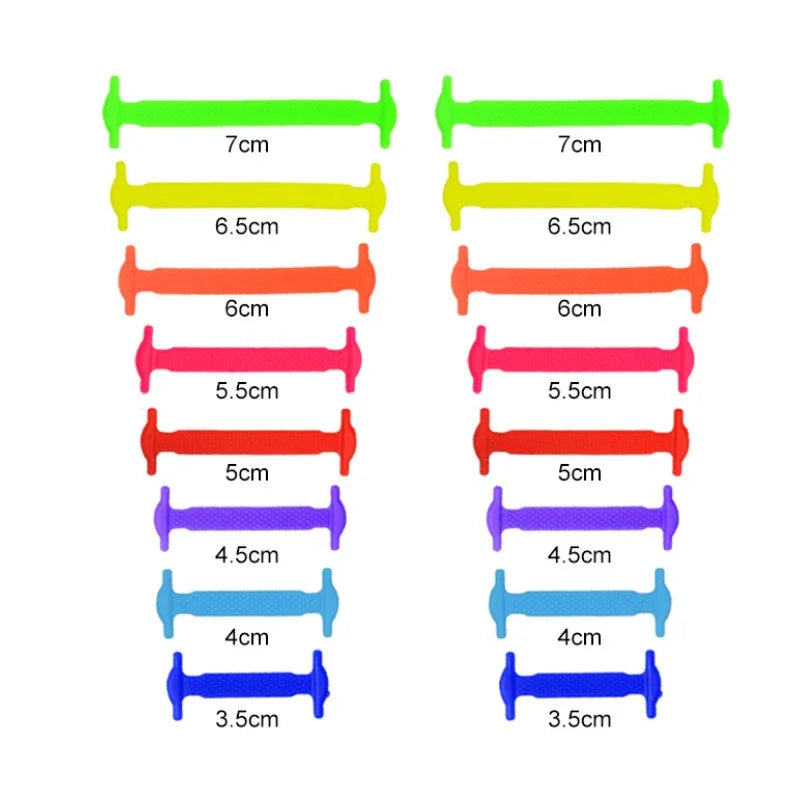 16pcs Lazy Lace Silicone Quick Elastic Lace Women Men No Tie Kids Adults Sneakers Lacing Lace Buckle Shoes Accessories
