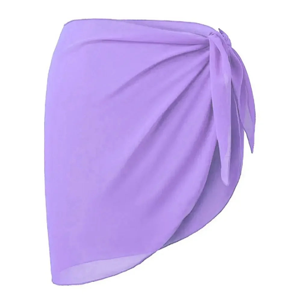 Jupe courte en mousseline de soie pour femmes, Industries ong, cover-ups pour les maillots de bain, bikini de plage, rond, transparent, écharpe, été
