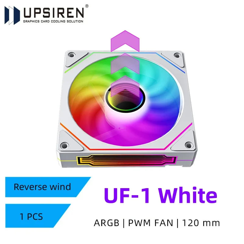 UPSIREN UF-1 PRISM 4 PRO ventilateur de châssis d'ordinateur 12 cm ARGB 4 broches PWM ventilateur de refroidissement silencieux 12 V grand Volume d'air 45.2CFM/600-1500 tr/min