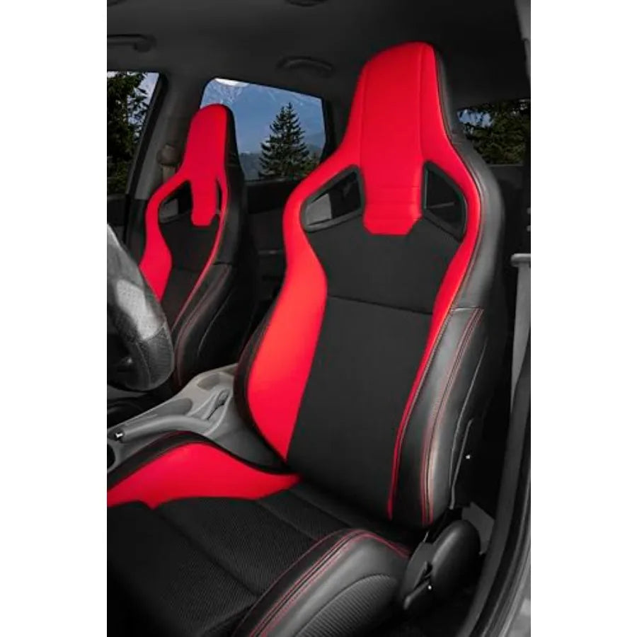 Sièges Course Universels Cuir PVC — Rouge Maille Noire Inclinables Sport Central
