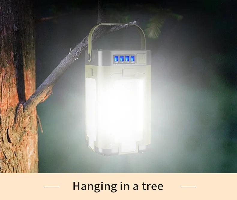 Lanterne de camping pliable multifonctionnelle à 4 feuilles, rechargeable par énergie solaire, grande capacité, lumière d'urgence portable pour l'extérieur
