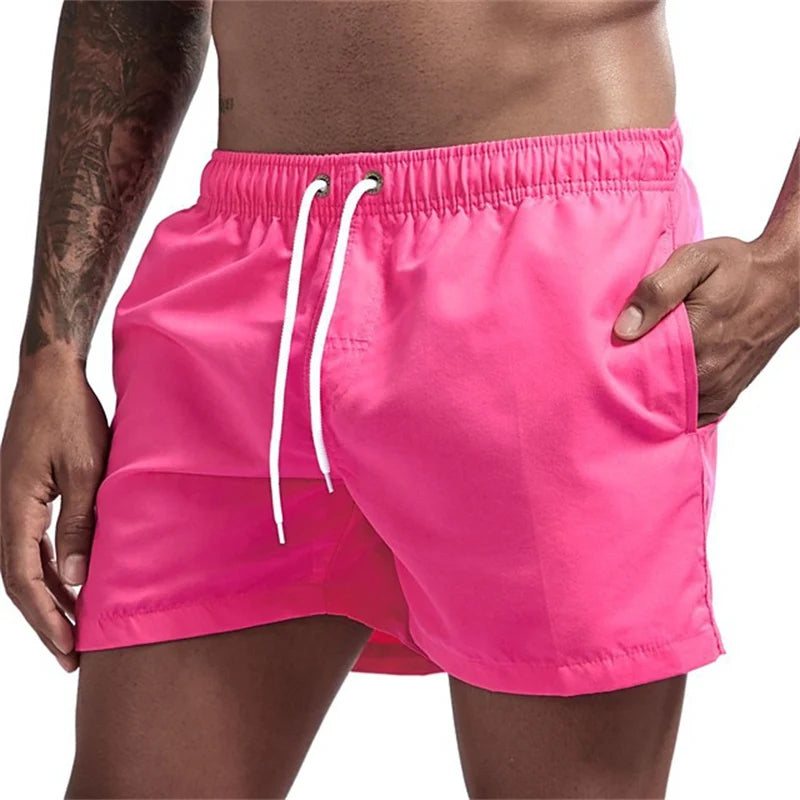 Maillot de bain pour hommes avec doublure en maille poches latérales short de plage solide séchage rapide léger cordon de serrage short de bain maillot de bain d'été