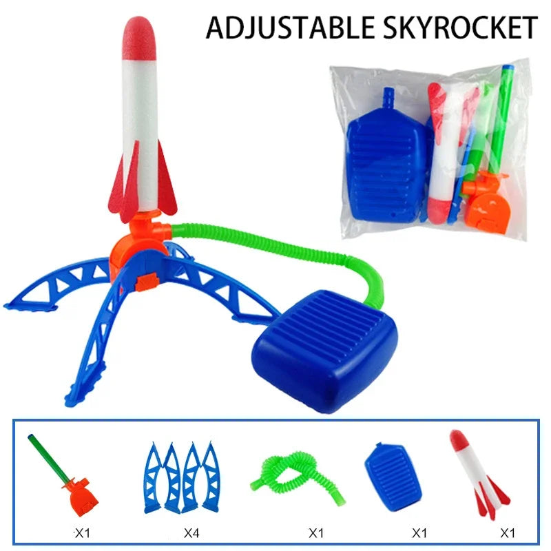 Enfants en plein air jouet en plein air pompe à fusée en plein air, la pression de l'air en plein air monte en flèche, ensemble de fusée saute, jeu de lance-roquettes aérodynamiques, cadeau de jouets pour enfants