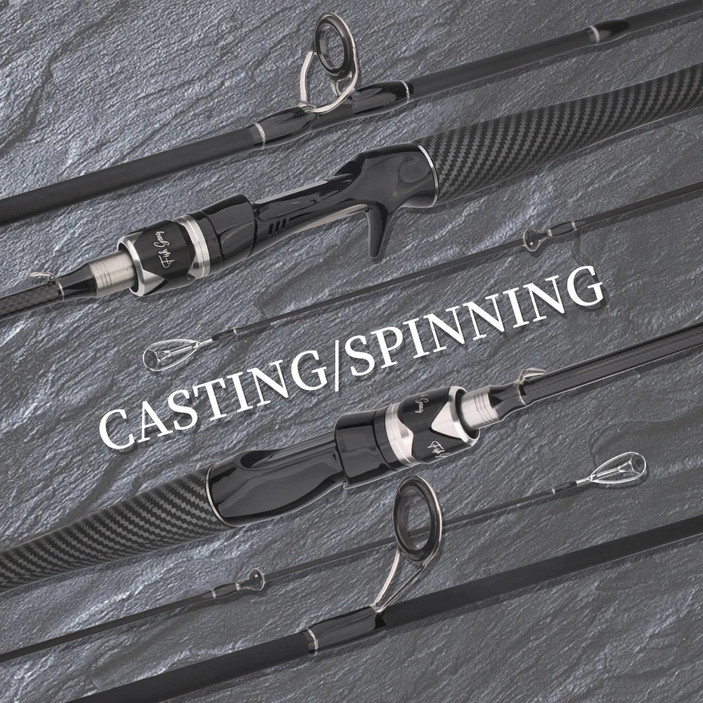 ROLLFISH canne à pêche Baitcasting en Fiber de carbone de haute qualité puissance moyenne-eau salée eau douce comprend une ligne tressée gratuite de 100 m