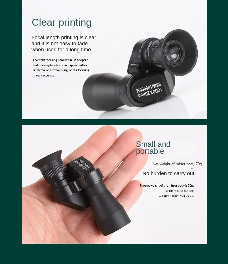 Télescope monoculaire portable haute définition avec zoom à fort grossissement, chasse, camping, alpinisme, pêche en plein air